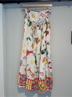 Colorful Printed Midi Skirt High Waisted